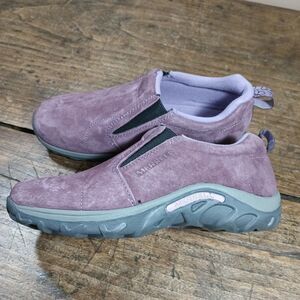 Merrell Kids Sz 5.5 Loafer Jungle Moc Hiking Shoes Purple Youth Suede Slip On